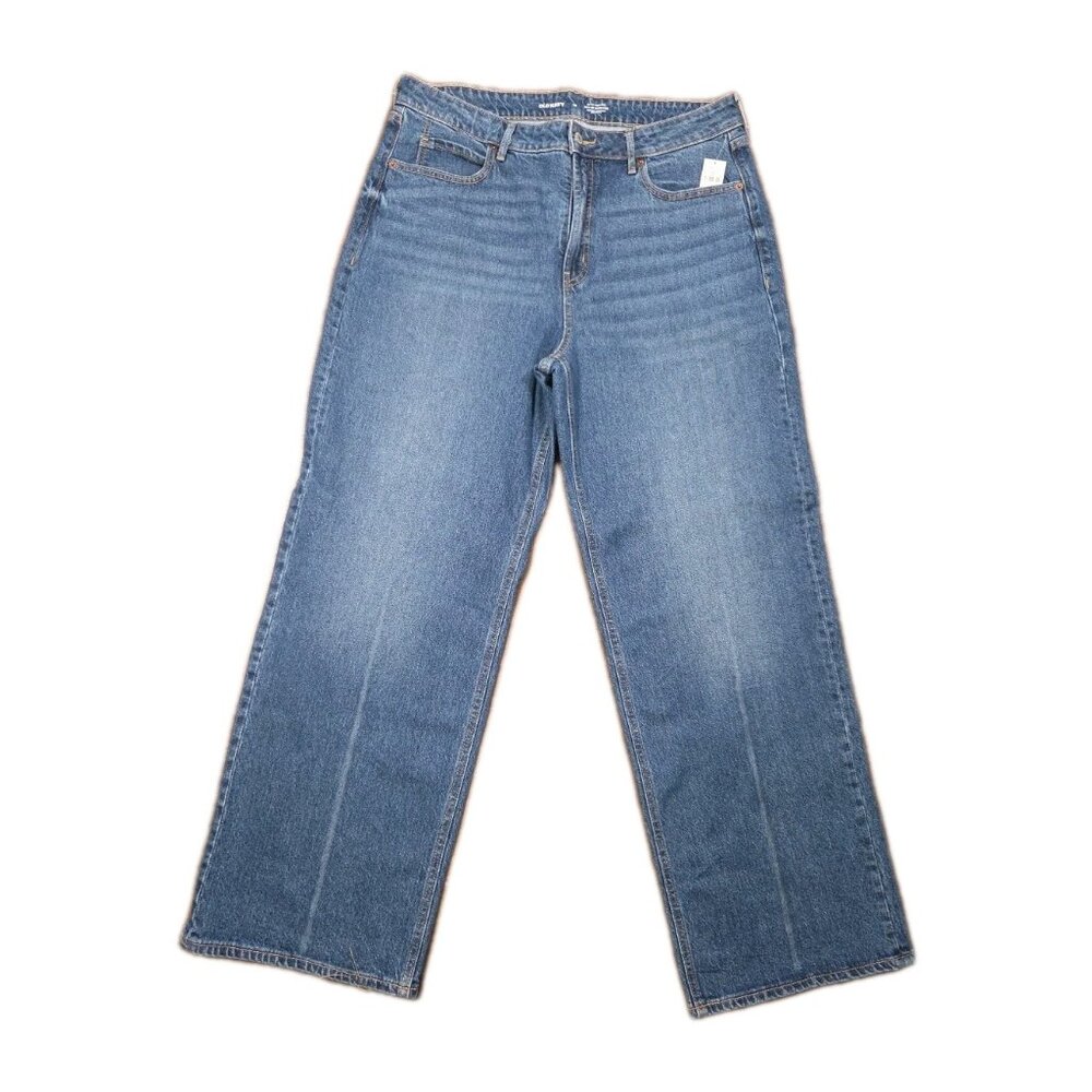 Women's Old Navy Sky Hi Extra High Rise Cropped Cut Off Wide Leg Denim Size 14